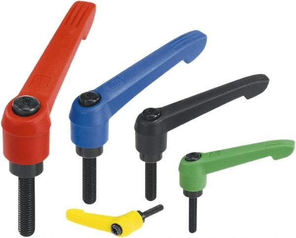 KIPP - 1/2-13, Fiberglass Reinforced Plastic Threaded Stud Adjustable Clamping Handle - 126mm OAL, 77mm High - Exact Tool & Supply