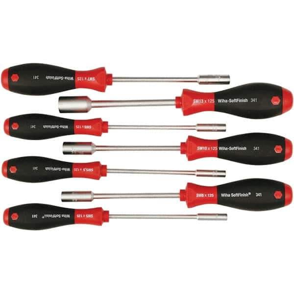 Wiha - 7 Piece, 5 to 13mm Nut Driver Set - Standard Shaft, Cushion Grip Handle - Exact Tool & Supply