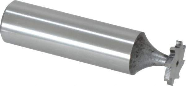 Made in USA - 1/2" Diam x 1/16" Face Width, High Speed Steel, 8 Teeth, Shank Connection Woodruff Keyseat Cutter - Uncoated, 2-1/16" OAL x 1/2" Shank, Staggered Teeth, ANSI 204, Old Standard 1 - Exact Tool & Supply