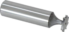 Made in USA - 1/2" Diam x 1/16" Face Width, High Speed Steel, 8 Teeth, Shank Connection Woodruff Keyseat Cutter - Uncoated, 2-1/16" OAL x 1/2" Shank, Staggered Teeth, ANSI 204, Old Standard 1 - Exact Tool & Supply
