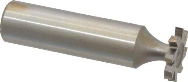 Made in USA - 5/8" Diam x 3/32" Face Width, High Speed Steel, 8 Teeth, Shank Connection Woodruff Keyseat Cutter - Uncoated, 2-3/32" OAL x 1/2" Shank, Staggered Teeth, ANSI 305, Old Standard 4 - Exact Tool & Supply