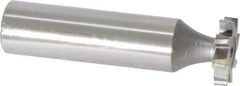 Made in USA - 5/8" Diam x 1/8" Face Width, High Speed Steel, 8 Teeth, Shank Connection Woodruff Keyseat Cutter - Uncoated, 2-1/8" OAL x 1/2" Shank, Staggered Teeth, ANSI 405, Old Standard 5 - Exact Tool & Supply