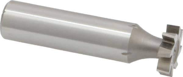 Made in USA - 5/8" Diam x 5/32" Face Width, High Speed Steel, 8 Teeth, Shank Connection Woodruff Keyseat Cutter - Uncoated, 2-5/32" OAL x 1/2" Shank, Staggered Teeth, ANSI 505, Old Standard 6 - Exact Tool & Supply