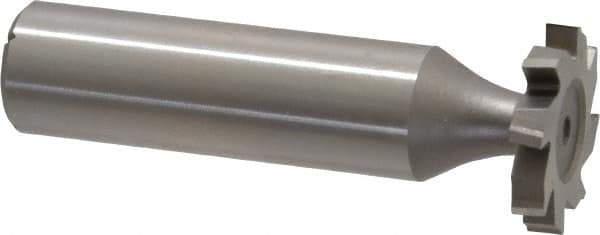 Made in USA - 3/4" Diam x 1/8" Face Width, High Speed Steel, 8 Teeth, Shank Connection Woodruff Keyseat Cutter - Uncoated, 2-1/8" OAL x 1/2" Shank, Staggered Teeth, ANSI 406, Old Standard 7 - Exact Tool & Supply