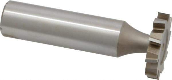 Made in USA - 7/8" Diam x 5/32" Face Width, High Speed Steel, 10 Teeth, Shank Connection Woodruff Keyseat Cutter - Uncoated, 2-5/32" OAL x 1/2" Shank, Staggered Teeth, ANSI 507, Old Standard 10 - Exact Tool & Supply