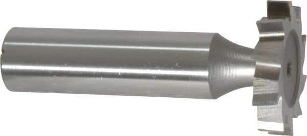 Made in USA - 1" Diam x 3/16" Face Width, High Speed Steel, 10 Teeth, Shank Connection Woodruff Keyseat Cutter - Uncoated, 2-3/16" OAL x 1/2" Shank, Staggered Teeth, ANSI 608, Old Standard 13 - Exact Tool & Supply