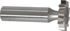 Made in USA - 1" Diam x 3/16" Face Width, High Speed Steel, 10 Teeth, Shank Connection Woodruff Keyseat Cutter - Uncoated, 2-3/16" OAL x 1/2" Shank, Staggered Teeth, ANSI 608, Old Standard 13 - Exact Tool & Supply