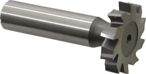Made in USA - 1-1/8" Diam x 7/32" Face Width, High Speed Steel, 10 Teeth, Shank Connection Woodruff Keyseat Cutter - Uncoated, 2-7/32" OAL x 1/2" Shank, Staggered Teeth, ANSI 709, Old Standard 17 - Exact Tool & Supply