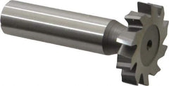 Made in USA - 1-1/8" Diam x 7/32" Face Width, High Speed Steel, 10 Teeth, Shank Connection Woodruff Keyseat Cutter - Uncoated, 2-7/32" OAL x 1/2" Shank, Staggered Teeth, ANSI 709, Old Standard 17 - Exact Tool & Supply
