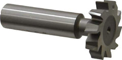 Made in USA - 1-1/8" Diam x 1/4" Face Width, High Speed Steel, 10 Teeth, Shank Connection Woodruff Keyseat Cutter - Uncoated, 2-1/4" OAL x 1/2" Shank, Staggered Teeth, ANSI 809, Old Standard 18 - Exact Tool & Supply