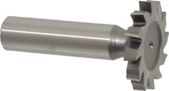 Made in USA - 1-1/4" Diam x 3/16" Face Width, High Speed Steel, 12 Teeth, Shank Connection Woodruff Keyseat Cutter - Uncoated, 2-3/16" OAL x 1/2" Shank, Staggered Teeth, ANSI 610, Old Standard 19 - Exact Tool & Supply