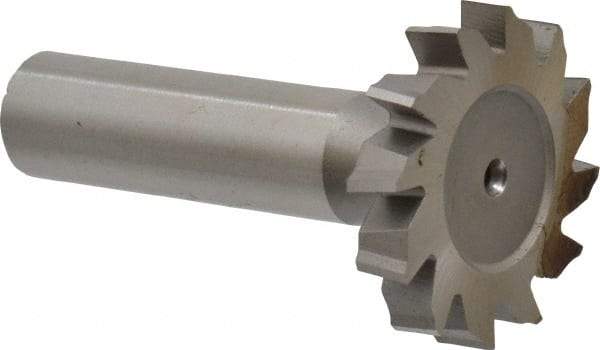 Made in USA - 1-1/4" Diam x 7/32" Face Width, High Speed Steel, 12 Teeth, Shank Connection Woodruff Keyseat Cutter - Uncoated, 2-7/32" OAL x 1/2" Shank, Staggered Teeth, ANSI 710, Old Standard 20 - Exact Tool & Supply