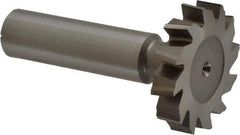 Made in USA - 1-1/4" Diam x 1/4" Face Width, High Speed Steel, 12 Teeth, Shank Connection Woodruff Keyseat Cutter - Uncoated, 2-1/4" OAL x 1/2" Shank, Staggered Teeth, ANSI 810, Old Standard 21 - Exact Tool & Supply