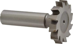 Made in USA - 1-3/8" Diam x 1/4" Face Width, High Speed Steel, 12 Teeth, Shank Connection Woodruff Keyseat Cutter - Uncoated, 2-1/4" OAL x 1/2" Shank, Staggered Teeth, ANSI 811, Old Standard 22 - Exact Tool & Supply