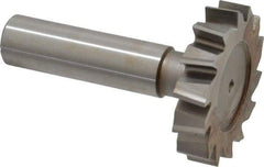 Made in USA - 1-1/2" Diam x 5/16" Face Width, High Speed Steel, 14 Teeth, Shank Connection Woodruff Keyseat Cutter - Uncoated, 2-5/16" OAL x 1/2" Shank, Staggered Teeth, ANSI 1012, Old Standard 25 - Exact Tool & Supply
