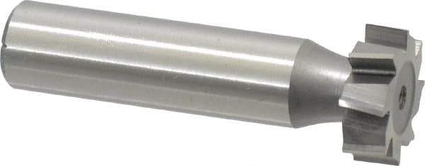 Made in USA - 3/4" Diam x 1/4" Face Width, High Speed Steel, 8 Teeth, Shank Connection Woodruff Keyseat Cutter - Uncoated, 2-1/4" OAL x 1/2" Shank, Staggered Teeth, ANSI 806, Old Standard 91 - Exact Tool & Supply