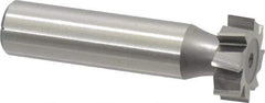 Made in USA - 3/4" Diam x 1/4" Face Width, High Speed Steel, 8 Teeth, Shank Connection Woodruff Keyseat Cutter - Uncoated, 2-1/4" OAL x 1/2" Shank, Staggered Teeth, ANSI 806, Old Standard 91 - Exact Tool & Supply