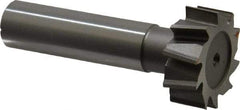 Made in USA - 1" Diam x 3/8" Face Width, High Speed Steel, 10 Teeth, Shank Connection Woodruff Keyseat Cutter - Uncoated, 2-3/8" OAL x 1/2" Shank, Staggered Teeth, ANSI 1208, Old Standard 152 - Exact Tool & Supply