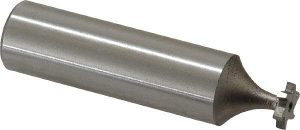 Made in USA - 5/16" Diam x 1/16" Face Width, High Speed Steel, 6 Teeth, Shank Connection Woodruff Keyseat Cutter - Uncoated, 2-1/16" OAL x 1/2" Shank, Staggered Teeth, ANSI 202-1/2, Old Standard 206 - Exact Tool & Supply