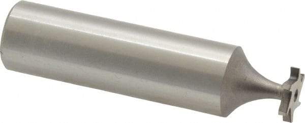 Made in USA - 3/8" Diam x 1/16" Face Width, High Speed Steel, 6 Teeth, Shank Connection Woodruff Keyseat Cutter - Uncoated, 2-1/16" OAL x 1/2" Shank, Staggered Teeth, ANSI 203, Old Standard 211 - Exact Tool & Supply