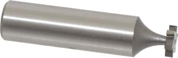 Made in USA - 3/8" Diam x 3/32" Face Width, High Speed Steel, 6 Teeth, Shank Connection Woodruff Keyseat Cutter - Uncoated, 2-3/32" OAL x 1/2" Shank, Staggered Teeth, ANSI 303, Old Standard 212 - Exact Tool & Supply