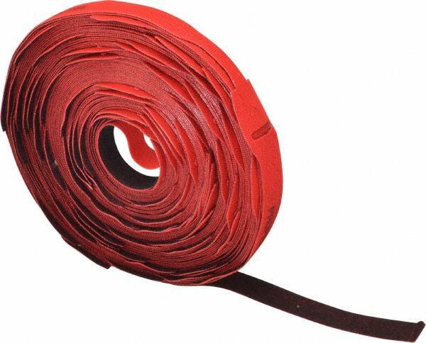 VELCRO Brand - 75 Piece 1" Wide x 12" Piece Length, Self Fastening Tie/Strap Hook & Loop Strap - Perforated/Pieces Roll, Red, Printable Surface - Exact Tool & Supply