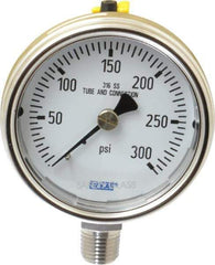 Wika - 2-1/2" Dial, 1/4 Thread, 0-300 Scale Range, Pressure Gauge - Lower Connection Mount, Accurate to 2-1-2% of Scale - Exact Tool & Supply