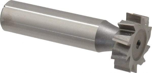 Made in USA - 7/8" Diam x 1/4" Face Width, High Speed Steel, 10 Teeth, Shank Connection Woodruff Keyseat Cutter - Uncoated, 2-1/4" OAL x 1/2" Shank, Staggered Teeth, ANSI 807, Old Standard A - Exact Tool & Supply