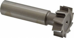 Made in USA - 1" Diam x 5/16" Face Width, High Speed Steel, 10 Teeth, Shank Connection Woodruff Keyseat Cutter - Uncoated, 2-5/16" OAL x 1/2" Shank, Staggered Teeth, ANSI 1008, Old Standard B - Exact Tool & Supply