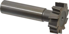 Made in USA - 1-1/8" Diam x 5/16" Face Width, High Speed Steel, 10 Teeth, Shank Connection Woodruff Keyseat Cutter - Uncoated, 2-5/16" OAL x 1/2" Shank, Staggered Teeth, ANSI 1009, Old Standard C - Exact Tool & Supply