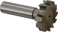 Made in USA - 1-1/4" Diam x 5/16" Face Width, High Speed Steel, 12 Teeth, Shank Connection Woodruff Keyseat Cutter - Uncoated, 2-5/16" OAL x 1/2" Shank, Staggered Teeth, ANSI 1010, Old Standard D - Exact Tool & Supply