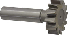 Made in USA - 1-1/4" Diam x 3/8" Face Width, High Speed Steel, 12 Teeth, Shank Connection Woodruff Keyseat Cutter - Uncoated, 2-3/8" OAL x 1/2" Shank, Staggered Teeth, ANSI 1210, Old Standard E - Exact Tool & Supply
