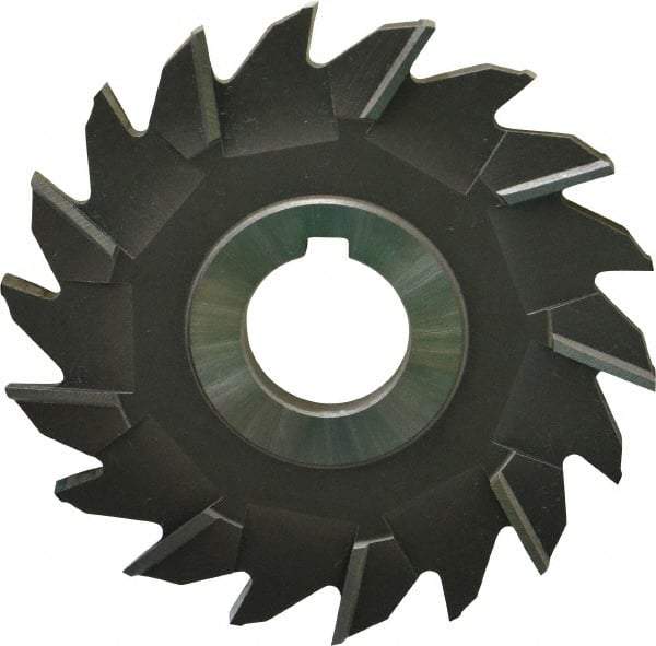 Made in USA - 4" Diam x 1/4" Width of Cut, 18 Teeth, Cobalt Side Milling Cutter - Staggered Teeth, Uncoated - Exact Tool & Supply