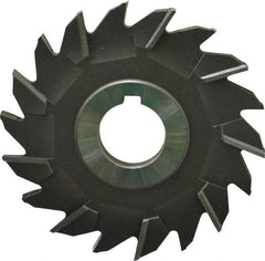 Made in USA - 4" Diam x 1/4" Width of Cut, 18 Teeth, Cobalt Side Milling Cutter - Staggered Teeth, Uncoated - Exact Tool & Supply