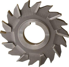 Made in USA - 4" Diam x 3/8" Width of Cut, 18 Teeth, Cobalt Side Milling Cutter - Staggered Teeth, Uncoated - Exact Tool & Supply