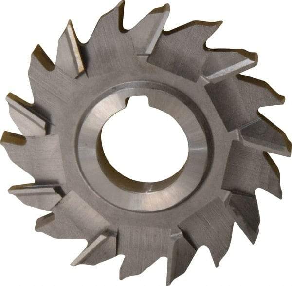 Made in USA - 4" Diam x 1/2" Width of Cut, 18 Teeth, Cobalt Side Milling Cutter - Staggered Teeth, Uncoated - Exact Tool & Supply
