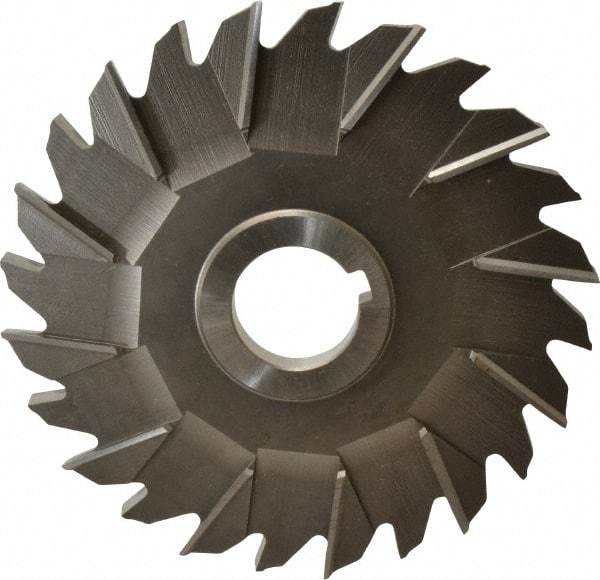 Made in USA - 6" Diam x 3/8" Width of Cut, 24 Teeth, Cobalt Side Milling Cutter - Staggered Teeth, Uncoated - Exact Tool & Supply