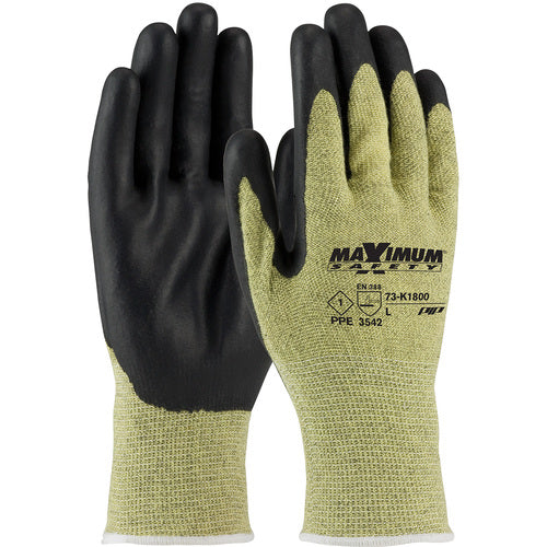 73-K1800/M Task Specific Gloves - Maximum Safety - AR/FR Aramid Shell - Black Nitrile Grip - PPE Level 1 - A4 - Exact Tool & Supply