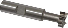 Made in USA - 21/32" Cut Diam, 17/64" Cut Width, 21/64" Neck Diam, 1/2" Shank Diam, 2-11/16" OAL, High Speed Steel T-Slot Cutter - Uncoated, 5/16" Bolt, 1-13/16" Shank Length, Staggered Teeth, 8 Teeth, Weldon Flat - Exact Tool & Supply