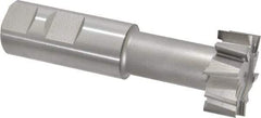 Made in USA - 1-15/32" Cut Diam, 5/8" Cut Width, 25/32" Neck Diam, 1" Shank Diam, 4-7/16" OAL, High Speed Steel T-Slot Cutter - Uncoated, 3/4" Bolt, 2-15/16" Shank Length, Staggered Teeth, 10 Teeth, Weldon Flat - Exact Tool & Supply