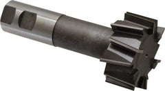 Made in USA - 2-21/32" Cut Diam, 1-11/32" Cut Width, 1-7/32" Neck Diam, 1-1/4" Shank Diam, 5-29/32" OAL, High Speed Steel T-Slot Cutter - Uncoated, 1-1/2" Bolt, 2-7/16" Shank Length, Staggered Teeth, 12 Teeth, Weldon Flat - Exact Tool & Supply