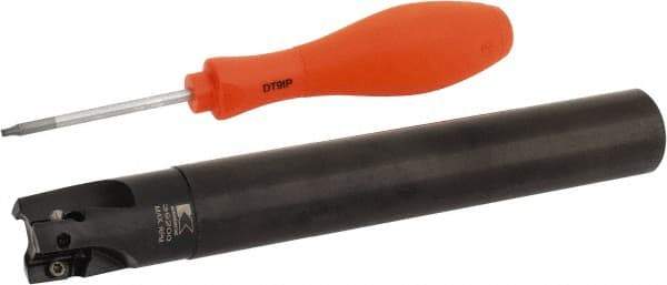 Kennametal - 1" Cut Diam, 0.58" Max Depth of Cut, 1" Shank Diam, 7-1/2" OAL, Indexable Square Shoulder End Mill - EC14.., EP14.. Inserts, Cylindrical Shank, 0° Lead Angle, Through Coolant - Exact Tool & Supply