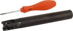 Kennametal - 1" Cut Diam, 0.58" Max Depth of Cut, 1" Shank Diam, 7-1/2" OAL, Indexable Square Shoulder End Mill - EC14.., EP14.. Inserts, Cylindrical Shank, 0° Lead Angle, Through Coolant - Exact Tool & Supply