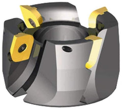 Kennametal - 5 Inserts, 3" Cut Diam, 1" Arbor Diam, 0.49" Max Depth of Cut, Indexable Square-Shoulder Face Mill - 0/90° Lead Angle, 1-3/4" High, LFEW 353...R Insert Compatibility, Series RPF - Exact Tool & Supply