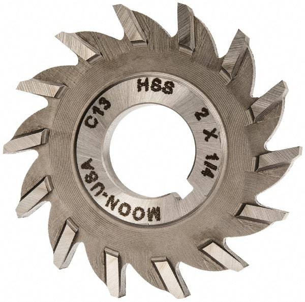 Made in USA - 2" Diam x 1/4" Width of Cut, 14 Teeth, High Speed Steel Side Milling Cutter - Straight Teeth, Uncoated - Exact Tool & Supply