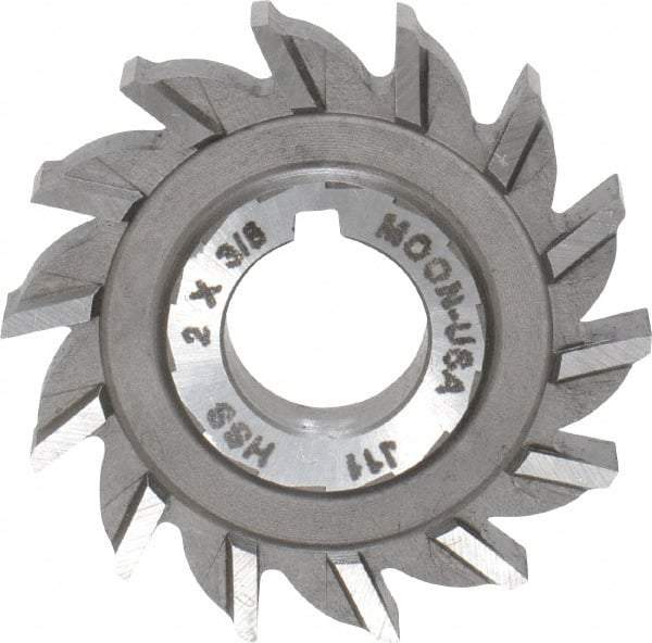 Made in USA - 2" Diam x 3/8" Width of Cut, 14 Teeth, High Speed Steel Side Milling Cutter - Straight Teeth, Uncoated - Exact Tool & Supply