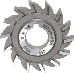 Made in USA - 2" Diam x 3/8" Width of Cut, 14 Teeth, High Speed Steel Side Milling Cutter - Straight Teeth, Uncoated - Exact Tool & Supply