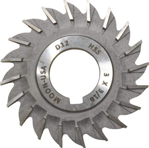 Made in USA - 3" Diam x 3/16" Width of Cut, 20 Teeth, High Speed Steel Side Milling Cutter - Straight Teeth, Uncoated - Exact Tool & Supply