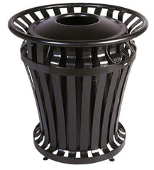 Rubbermaid - Black Round Trash Can - Steel, 32" High - Exact Tool & Supply