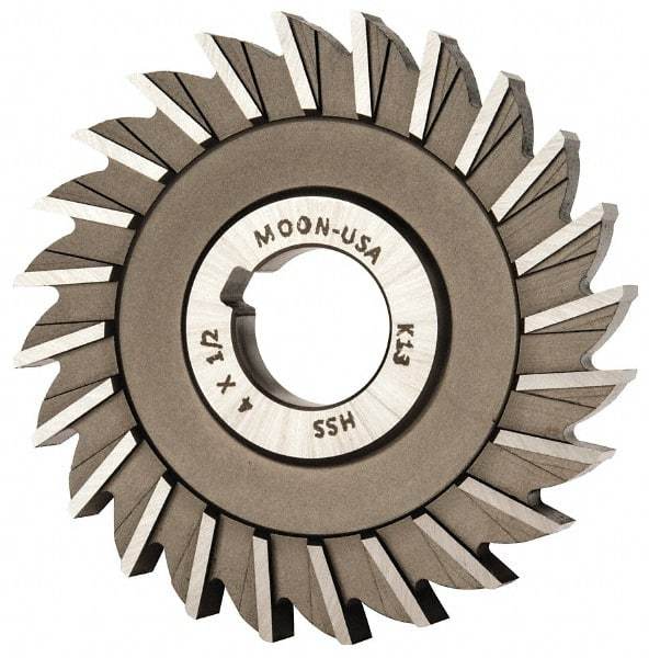 Made in USA - 4" Diam x 1/2" Width of Cut, 24 Teeth, High Speed Steel Side Milling Cutter - Straight Teeth, Uncoated - Exact Tool & Supply